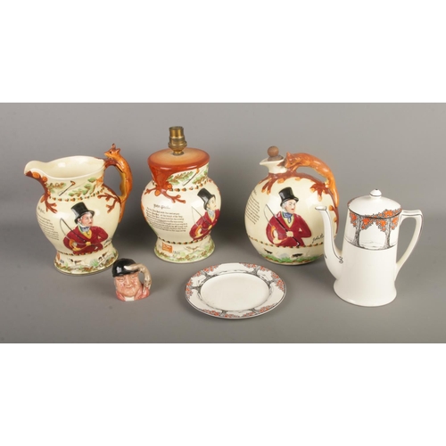 14 - A collection of ceramics to include Crown Devon John Peel fox hunting musical jugs and non-musical l... 