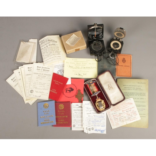 55 - A quantity of collectables and ephemera. Includes Buffaloes certificates, membership cards, silver g... 