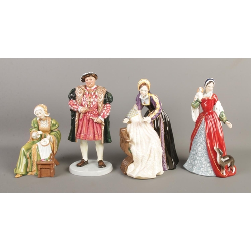 1 - Royal Doulton; King Henry VIII and his six wives. Comprising of Catherine of Aragon HN 3233 (No. 689... 