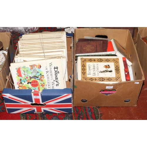 209 - Two boxes of books to include Disney's Wonderful World of Knowledge, 19th century examples etc.