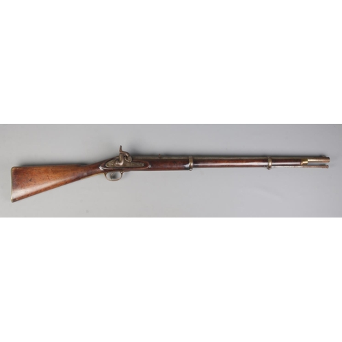 114 - A 19th century Tower two band percussion rifle. Stamped 1859 Tower and stamped VR to lock plate. Wit... 