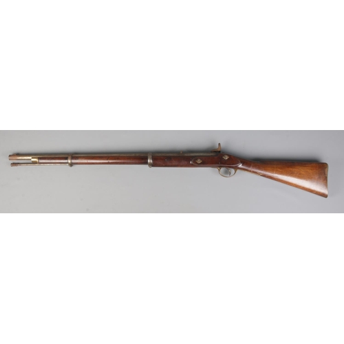 114 - A 19th century Tower two band percussion rifle. Stamped 1859 Tower and stamped VR to lock plate. Wit... 