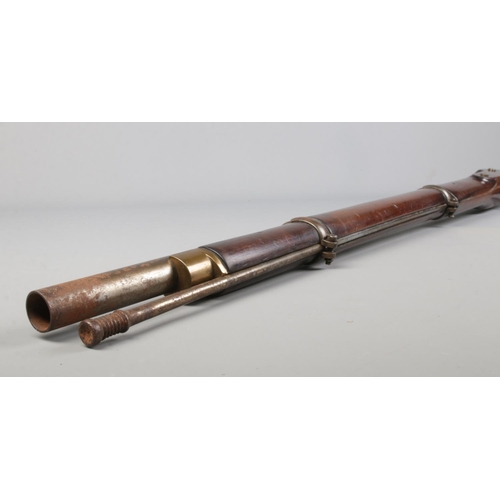 114 - A 19th century Tower two band percussion rifle. Stamped 1859 Tower and stamped VR to lock plate. Wit... 