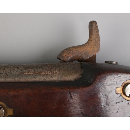 114 - A 19th century Tower two band percussion rifle. Stamped 1859 Tower and stamped VR to lock plate. Wit... 