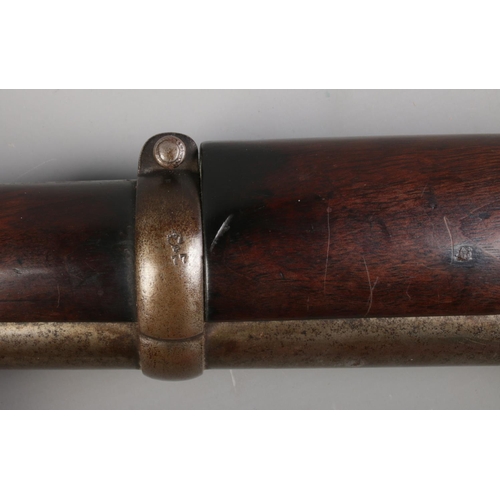 114 - A 19th century Tower two band percussion rifle. Stamped 1859 Tower and stamped VR to lock plate. Wit... 