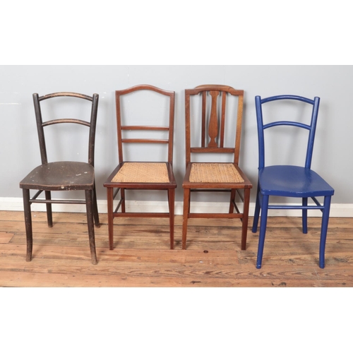 439 - A selection of four chairs with bentwood examples.