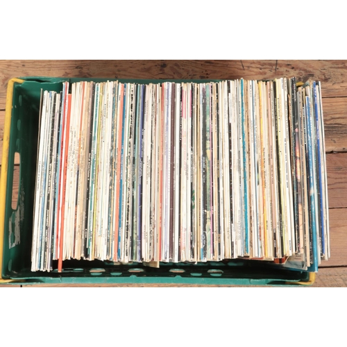 156 - Two large boxes of rock and pop vinyl LP records, including Status Quo, Rolling Stones, Bon Jovi, Ma... 