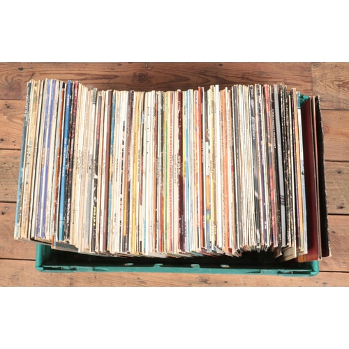 156 - Two large boxes of rock and pop vinyl LP records, including Status Quo, Rolling Stones, Bon Jovi, Ma... 