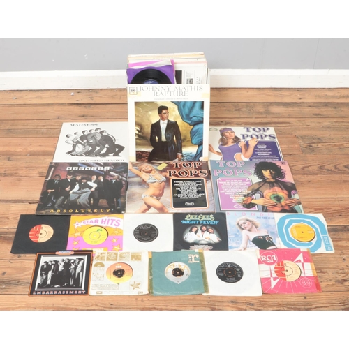 206 - A box of assorted records, to include Madness, Kate Bush, Johnny Mathis, Art Garfunkel and Top of th... 