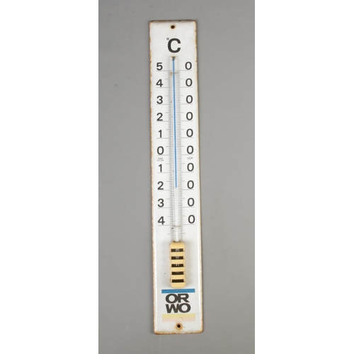 228 - A large enamel thermometer by Orwo 

Hx60cm
Wx10cm