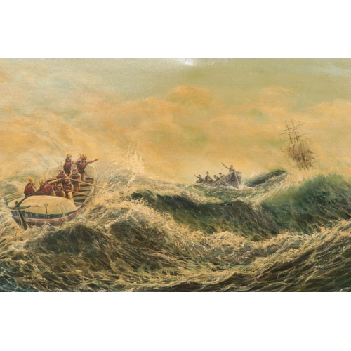 290 - G. Butten (unknown) two gilt framed seascapes, depicting vessels upon rough seas. Both signed and da... 