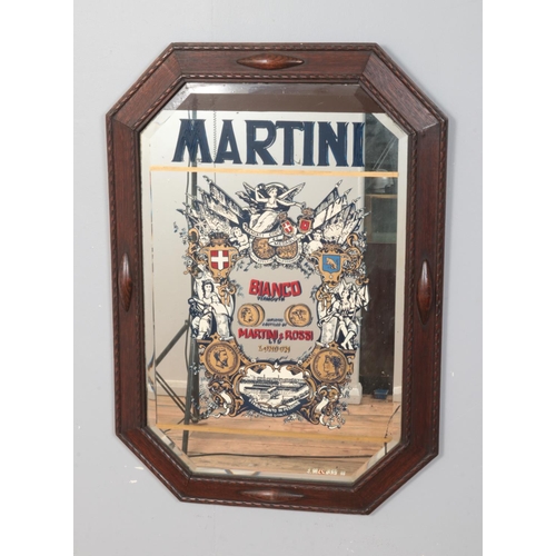 294 - A Martini advertising framed wall mirror, signed J Millward to lower right. Approx. dimensions  84cm... 