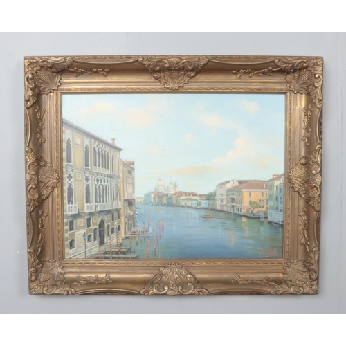 302 - Ian Fifield, a large gilt frame oil on canvas, Venice landscape.  44cm x 59cm.