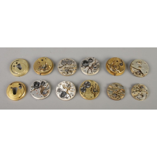 67 - Ten pocket watch movements, for spares and repairs. To include Record Dreadnaught, John Forrest and ... 