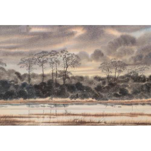 310 - George 'Griff' Griffiths (British 1939-2017) a large framed watercolour of a marshland lake scene. S... 