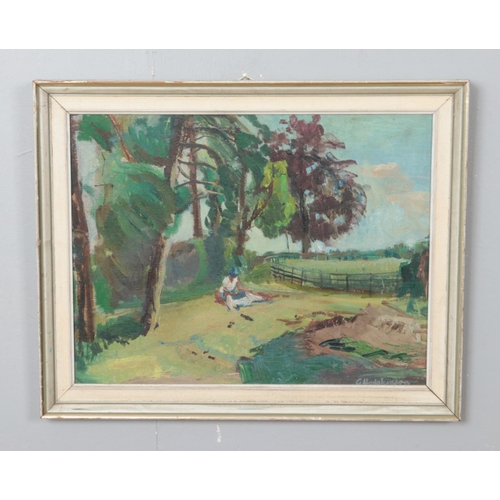 317 - George Hodgkinson, Cheetham Park, Stalybridge, Oil on art board c1980

57x46cm