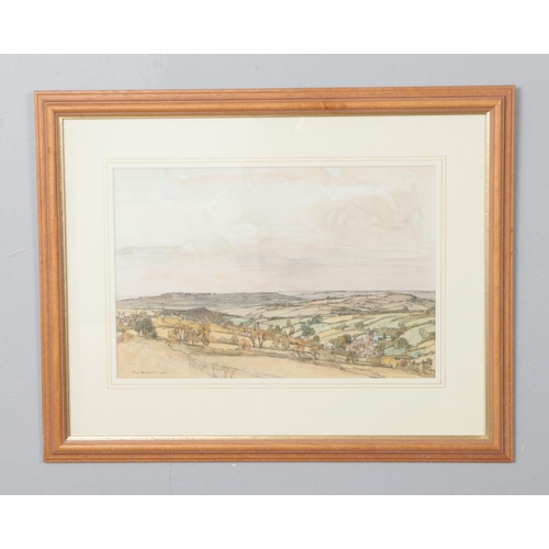 319 - Frederick William Baldwin, View above Okehampton, Devon, watercolour and pen, 1946.

55x44cm