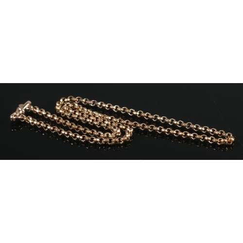 327 - A gold plated rolo-link/belcher chain, with 9ct Gold clasp. Total length unclasped: 56cm. Weight of ... 