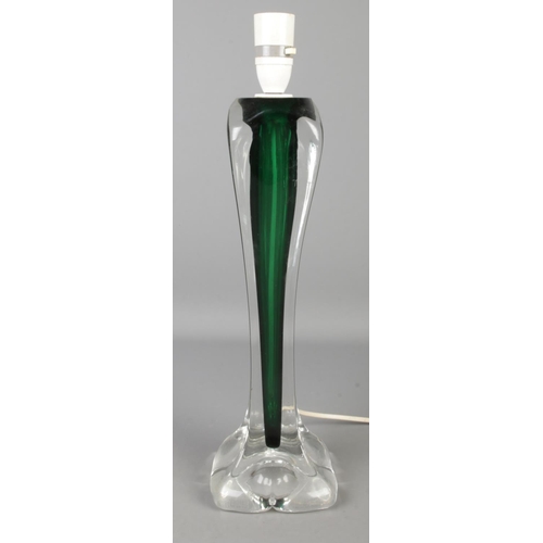 73 - A Murano glass table lamp with green glass interior. (44cm)