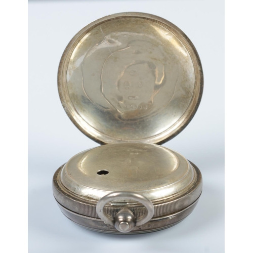 339 - A silver pocket watch, with engine turned back and Roman Numeral dial. Case assayed for Birmingham, ... 