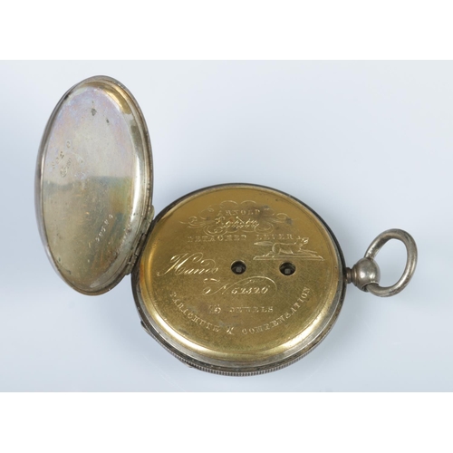 341 - A white metal Arnold of London detached lever pocket watch, with 13 jewel 'Parachute & Compensation'... 