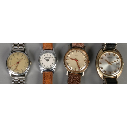 373 - Four wristwatches. Includes Seiko Automatic, manual Timex, Hopalong and Avia.