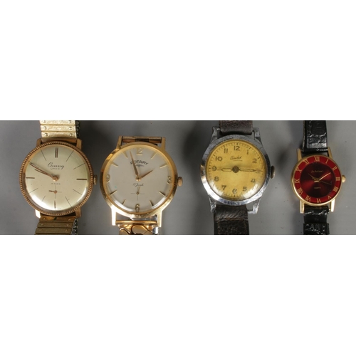 374 - Four wristwatches. Includes manual Rotary, Cauny Unic, etc.