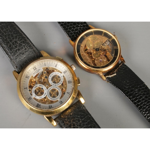 376 - Two manual skeleton wristwatches. Includes Rotary and Avia.