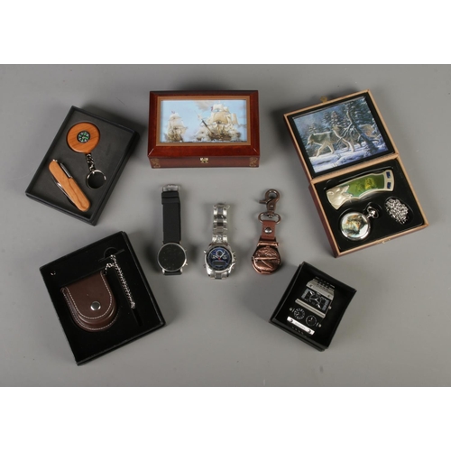 80 - A Jean Pierre of Switzerland pocket watch in presentation box together with a Diesel DZ9043 triple t... 