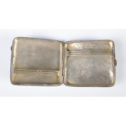 402 - An Art Deco silver cigarette case with engine turned engraving. Assayed Birmingham 1927 by Joseph Gl... 