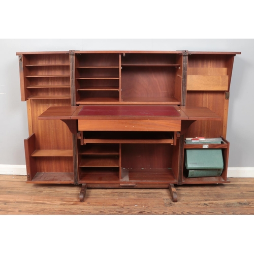 422 - A Newcraft Home Office work desk/cabinet, with pull out writing desk, filing drawers and shelves.