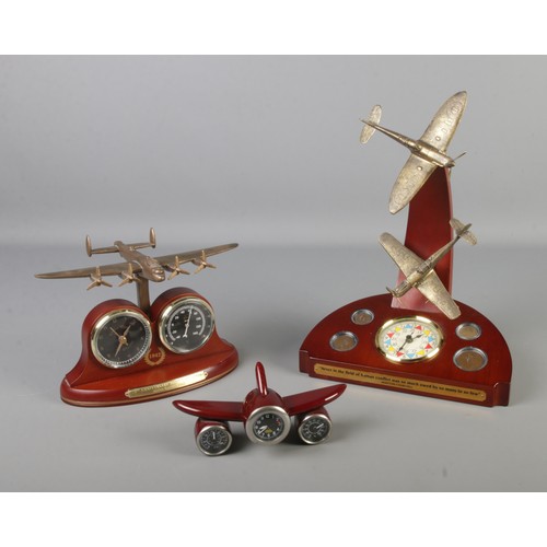 53 - A Bradford Exchange Lancaster Bomber 70th Anniversary clock with A Danbury Mint Battle of Britain co... 