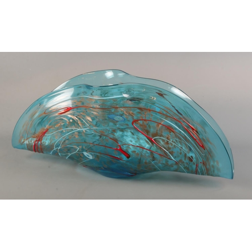 1 - A Viz Glass Inc contemporary blown art glass centre piece. Height 25cm, Length 60cm.