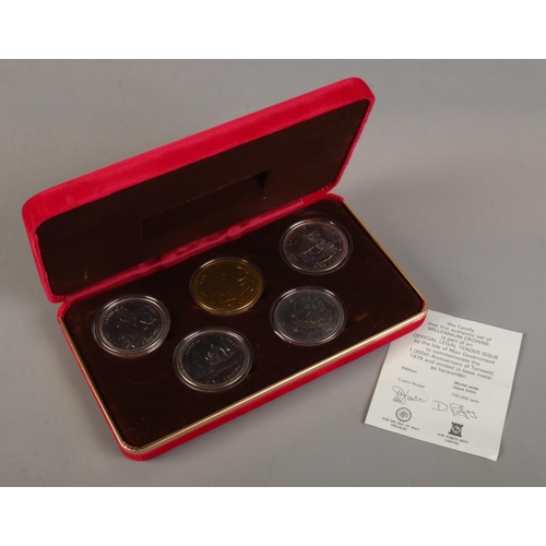 376 - A cased set of five Pobjoy Mint Millennium Crowns commemorating the 1000th anniversary of Tynwald.