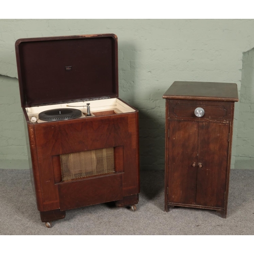 397 - A G Marconi radiogram with Garrard 301 turntable along with another smaller cabinet.