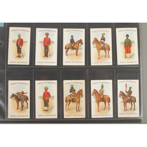 129 - Wills' Cigarettes; Indian Regiments. A near complete set of cigarette cards. 45/50 cards.