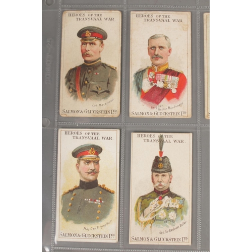 161 - Salmon & Gluckstein cigarette cards, odds from Heroes of Transvaal War (17) and Tradition of the Arm... 