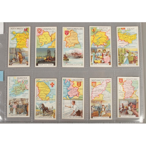 92 - John Player & Sons; County Maps and their Industries Cigarette Cards. Blue backing, full set. 25/25.