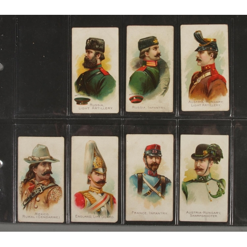 98 - American Tobacco Co cigarette cards, Military Uniforms A, odds/part set, 7 cards.