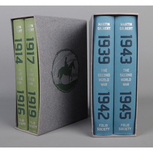 387 - The Folio Society; two sets of two books, 'The First World War' and 'The Second World War', by Marti... 