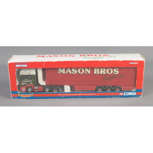 11 - Corgi Diecast Model Truck issue comprising No. CC13701 Scania Curtainside in livery of Mason Brother... 