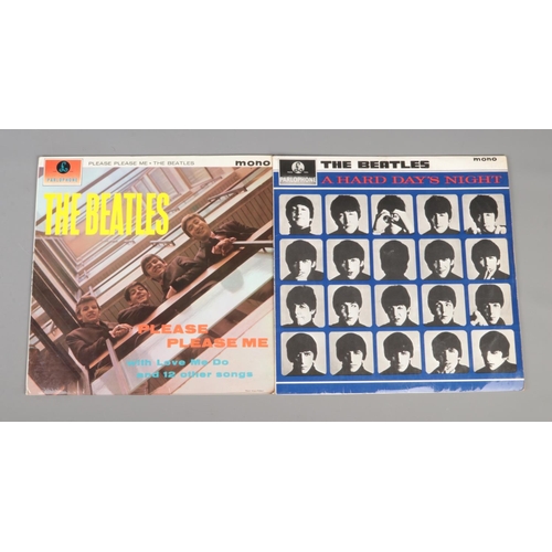 4 - The Beatles; Please Please Me (Parlophone PMC 1202, XEX.421) and A Hard Days Night (Parlophone PMC 1... 