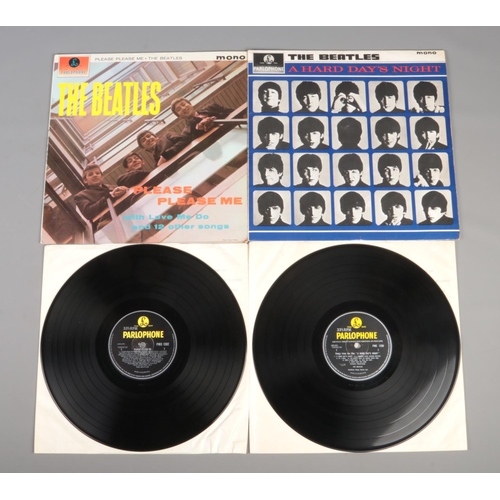 4 - The Beatles; Please Please Me (Parlophone PMC 1202, XEX.421) and A Hard Days Night (Parlophone PMC 1... 