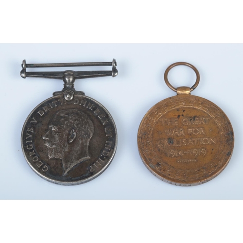 327 - Two WWI medals; The Bronze Victory medal issued to 5026 PTE L.Rick Notts & Derby, The Silver 1914-18... 