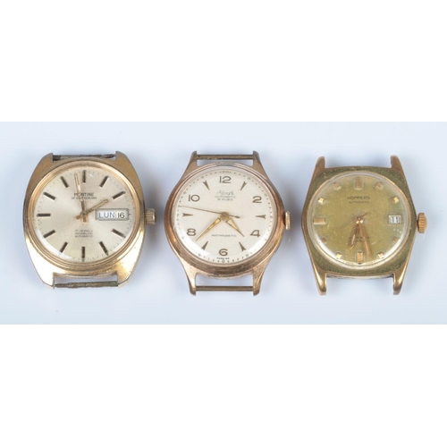 328 - Three Gents automatic watch faces. Kienzle 19 Rubis Antimagnetic, Hoppers 25 Jewels Incabloc and Mon... 