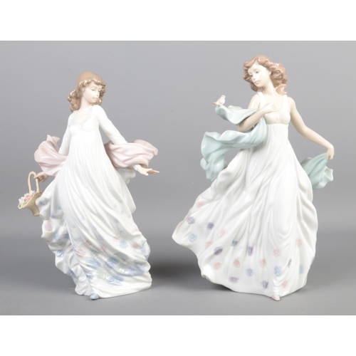 345 - Two Lladro figures; 'Spring Splendour' (05898) and 'Summer Serenade' (06193). Tallest: 31cm.