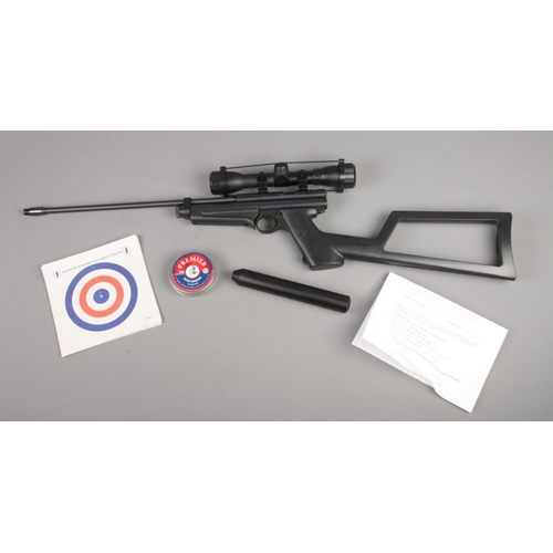 421 - A Crossman 2250XL Model 1399 Custom Stock .22cal air rifle, complete with silencer, scope, pellets, ... 