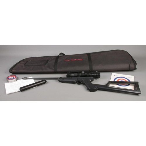 421 - A Crossman 2250XL Model 1399 Custom Stock .22cal air rifle, complete with silencer, scope, pellets, ... 