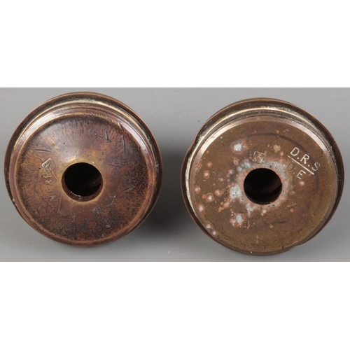 55 - Two WWI artillery shell fuses. Both bearing broad arrow marks to the base. CANNOT POST OVERSEAS.