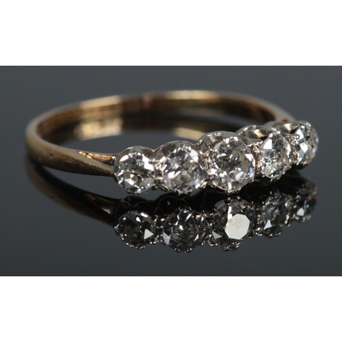 368 - An 18ct Gold and Platinum five stone Diamond ring, the largest stone being just under ¼ct. Size P½. ... 